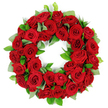 From a Stanmore studio, a luminous circular wreath of deep red roses rests against a crisp white backdrop, a tribute crafted with quiet reverence by a local florist. The ring is densely packed with dozens of blooms in varying stages of bloom - some tight buds hint at future splendor, others unfurled to reveal velvety folds that catch the light and glow with warmth. The red tones range from ruby to wine, each petal showing subtle shading that adds depth and a living, velvet texture to the arrangement. Woven among the roses are sprigs of fresh green foliage: broad, matte eucalyptus-like leaves provide a soft, muted frame, while slender, glossy ruscus leaves offer crisp, emerald accents. The overall form is an unbroken circle, timeless and dignified, suggesting continuity and memory. The piece feels substantial yet balanced, with petals and leaves layered to create a three-dimensional surface that seems to breathe with the observer's gaze. The white background isolates the bouquet, allowing every curve, vein, and color nuance to stand out clearly and carry the wreath's solemn beauty. In Stanmore, wreaths like this are a common expression of sympathy, remembrance, or anniversary tribute, often delivered across the district to homes on Canons Park Road or to local services, with careful same-day service ensuring a thoughtful arrival.

Here in the community around Stanmore, its generous circle of red roses speaks softly of enduring love and the steady support of a community in mourning. Delivered with care to families across Canons Park, Manor Road, and nearby streets, this wreath remains a dignified focal point for ceremonies, memorials, or intimate personal tributes to a life well-lived.
