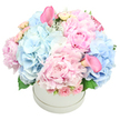 This pastel symphony glows softly in a pristine white hatbox, a refined fusion of velvety peonies, delicate spray roses, and airy hydrangeas that seems to shimmer in the gentlest morning light. The dominant pink peonies hold a theatre of petals-lush, multi-layered, and inviting-while the pale blue hydrangeas spread like a cool, clouded sky, giving the arrangement height and breath. Sprigs of blush spray roses peek through, their small, swirled buds adding texture and a whisper of romance, and two calla lilies in a deeper pink rise with sculptural grace, one tucked near the top-left and the other balancing toward the bottom-right. A hint of green-soft hydrangea leaves and a touch of dusty miller-traces the edges, providing subtle contrast and a natural, garden-fresh feel. The hatbox itself offers a clean, contemporary frame, letting the blooms sing with clarity against the white backdrop.

There is a sweet, almost nostalgic fragrance that lingers in the air, a reminder of spring mornings and long conversations in Stanmore's parks. As a gift, it speaks of quiet celebration and heartfelt care, suitable for birthdays, anniversaries, newborns, or gender reveals, and a refined centerpiece for a dining table or mantel. Crafted by a local Stanmore florist, this piece carries the care and discipline of someone who understands colour, texture, and proportion, with dependable delivery across Stanmore and nearby streets.

Delivered with a quiet confidence by a Stanmore florist who understands how to balance scale, color, and scent, it arrives ready to transform a room and to honour a special moment.